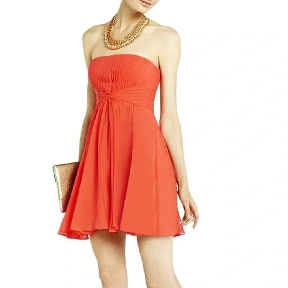 NWT BCBG BCBGMAXAZRIA Duran Strapless Drape Skirt Silk dress